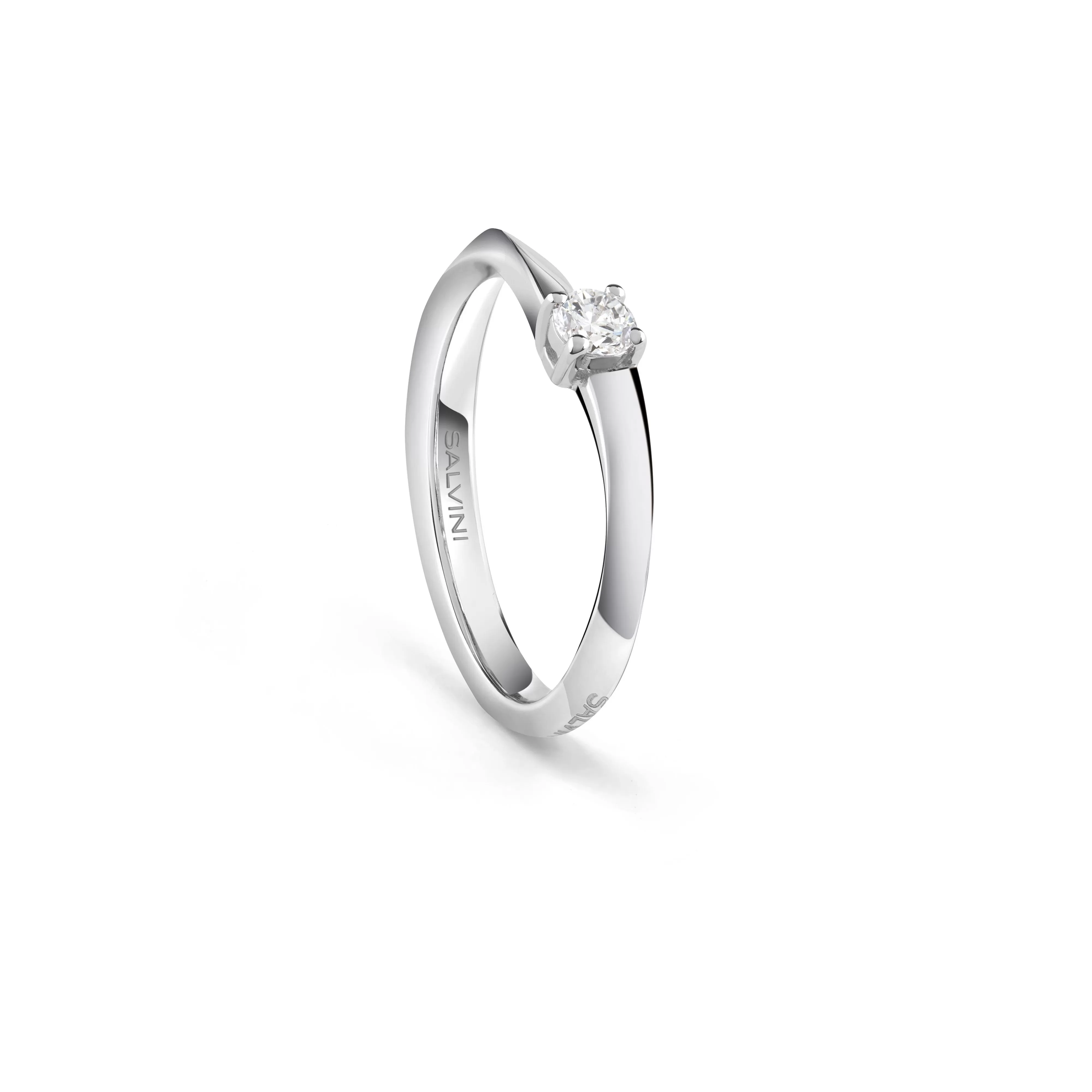 Salvini gioielli Anello di fidanzamento in oro bianco con diamante, colore G, purezza SI^ Solitari | Desideria