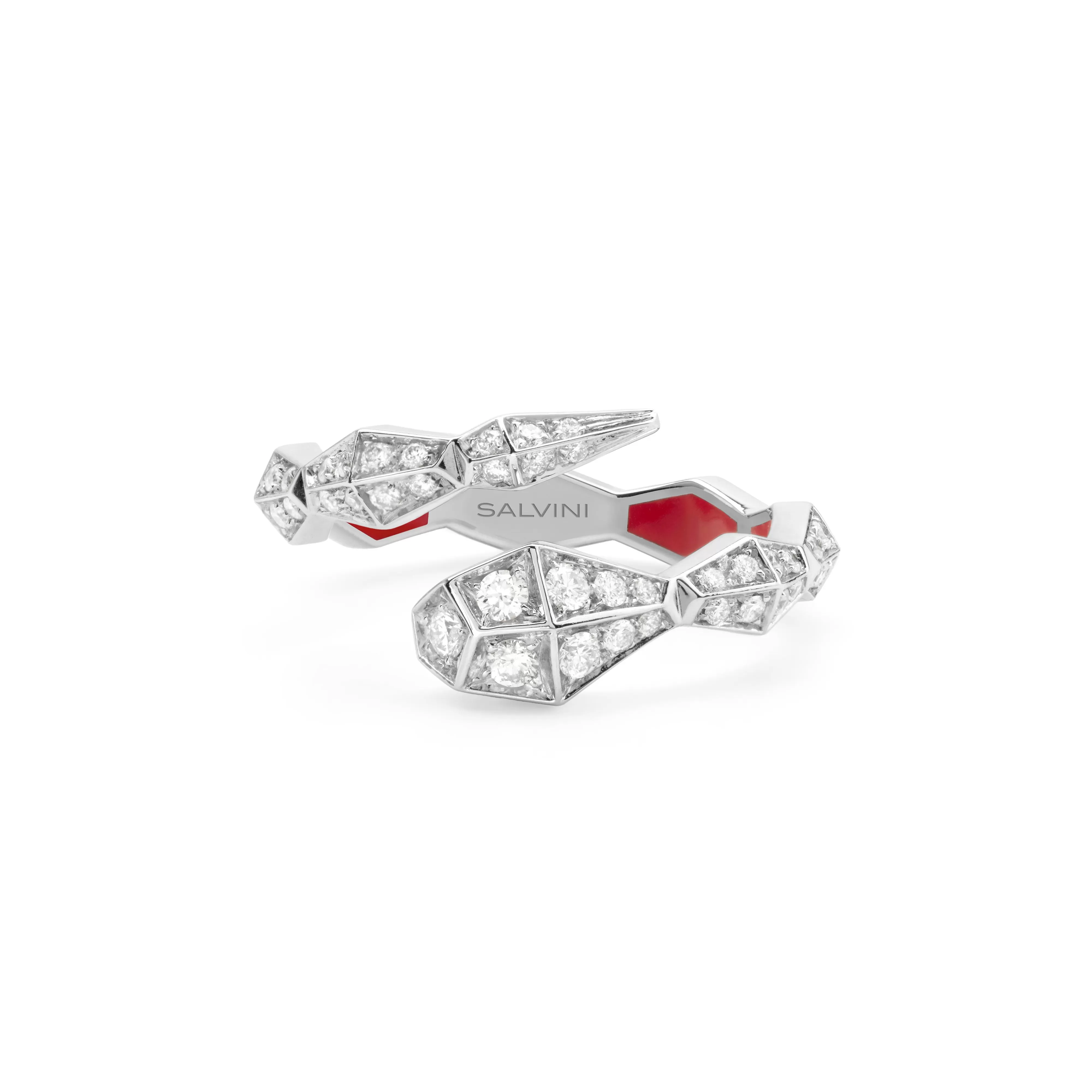 Salvini gioielli Anello in oro bianco con diamanti e hybrid ceramic rossa^Uomo Anelli | Eva