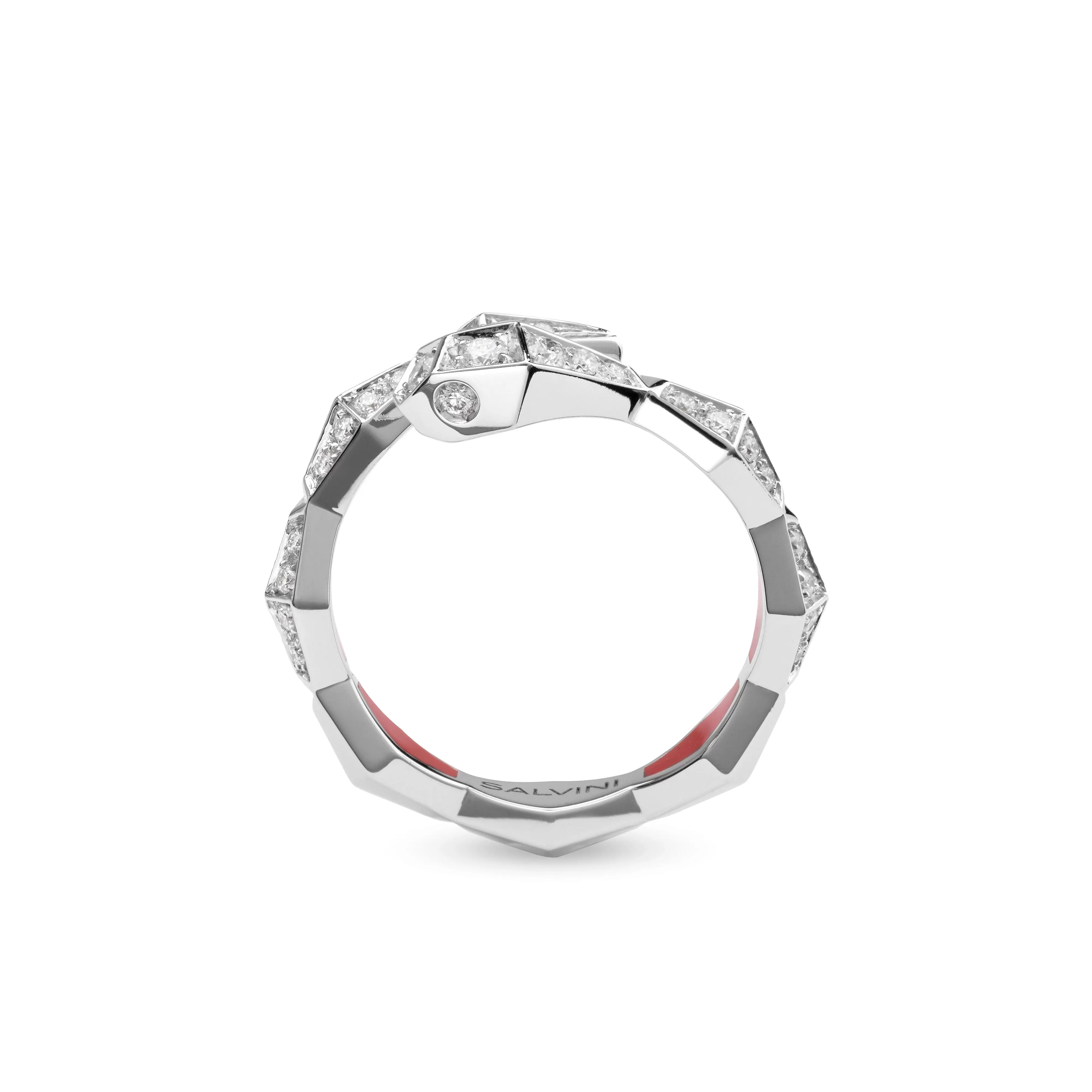 Salvini gioielli Anello in oro bianco con diamanti e hybrid ceramic rossa^Uomo Anelli | Eva