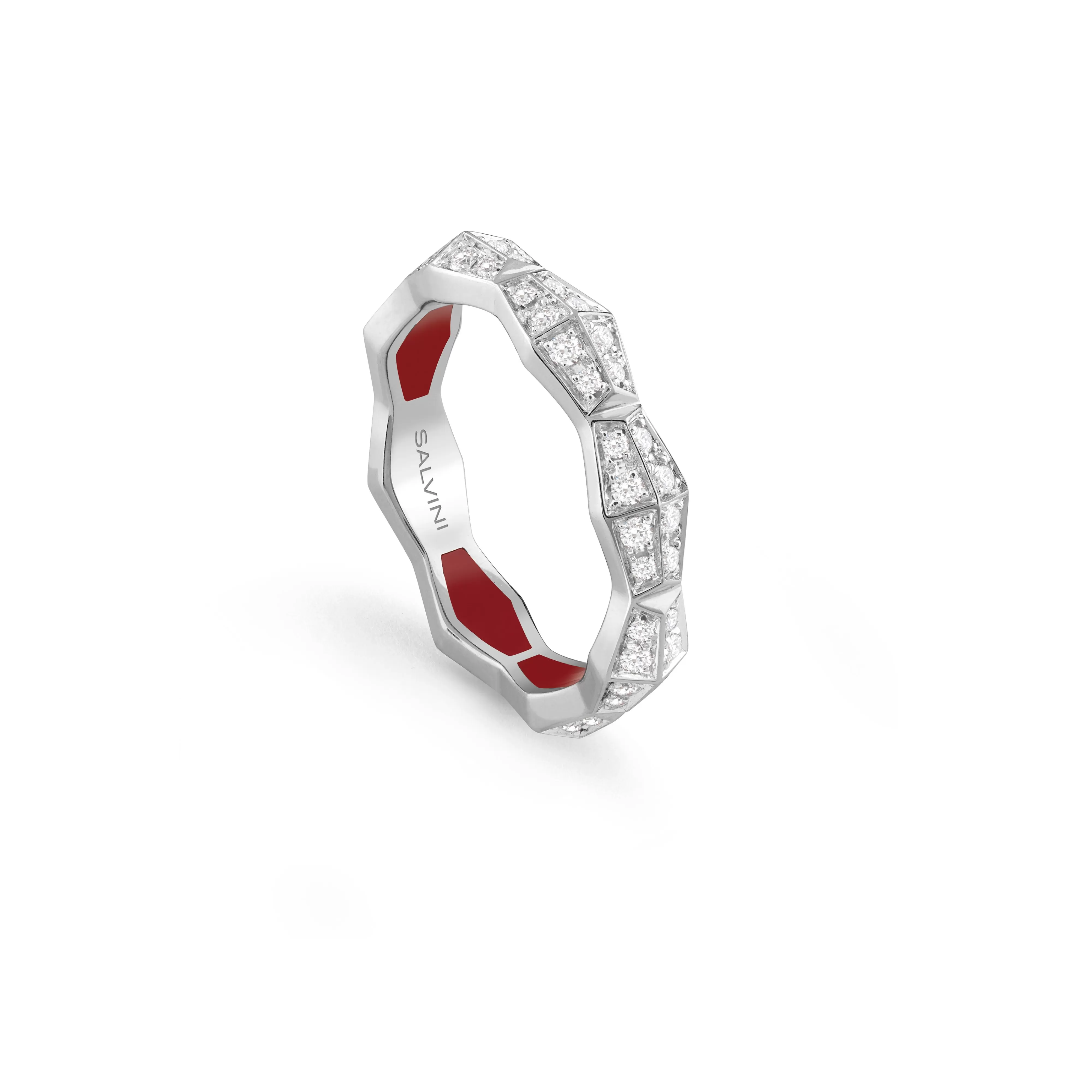 Salvini gioielli Anello in oro bianco con diamanti e hybrid ceramic rossa, 4,30 mm.^Uomo Anelli | Eva