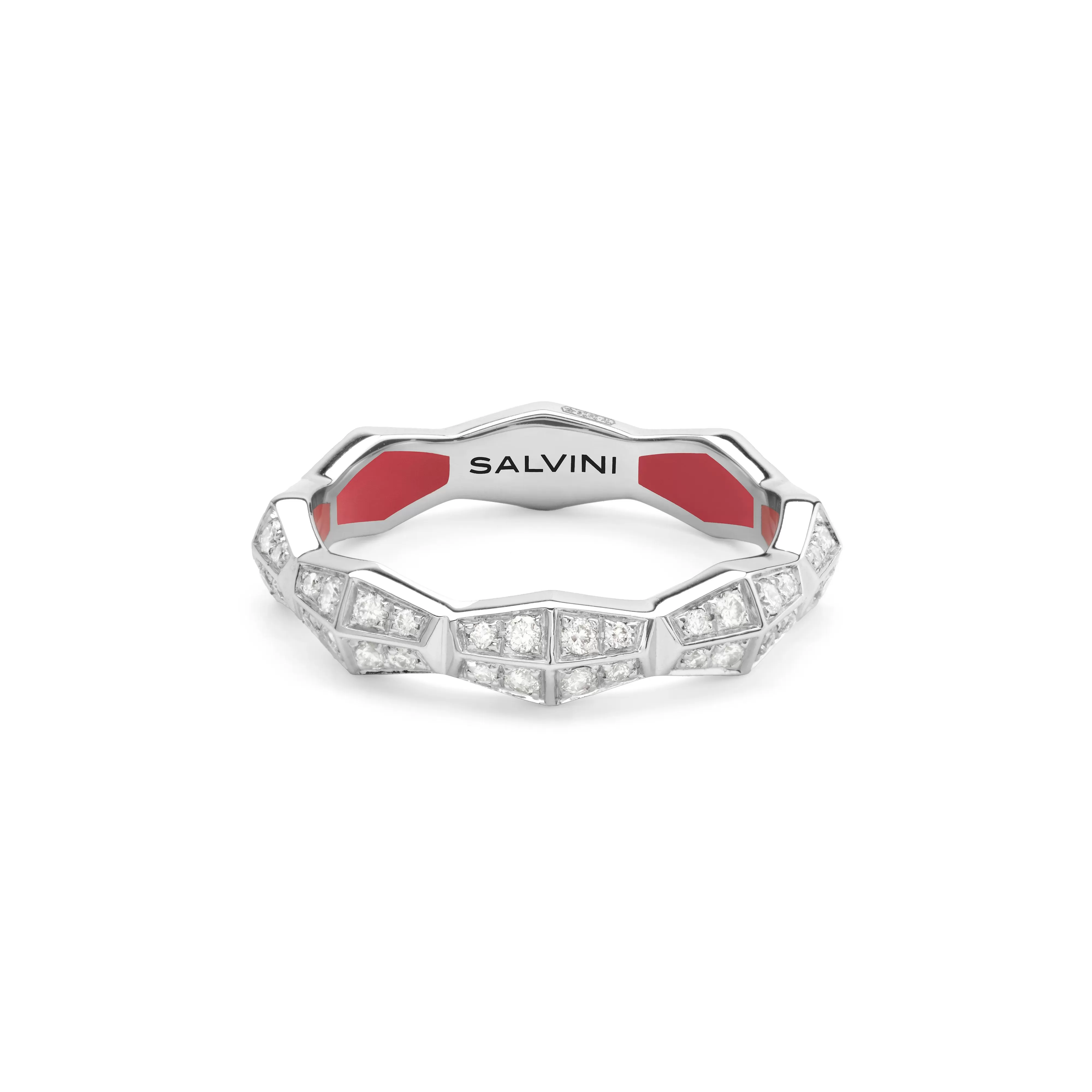 Salvini gioielli Anello in oro bianco con diamanti e hybrid ceramic rossa, 4,30 mm.^Uomo Anelli | Eva