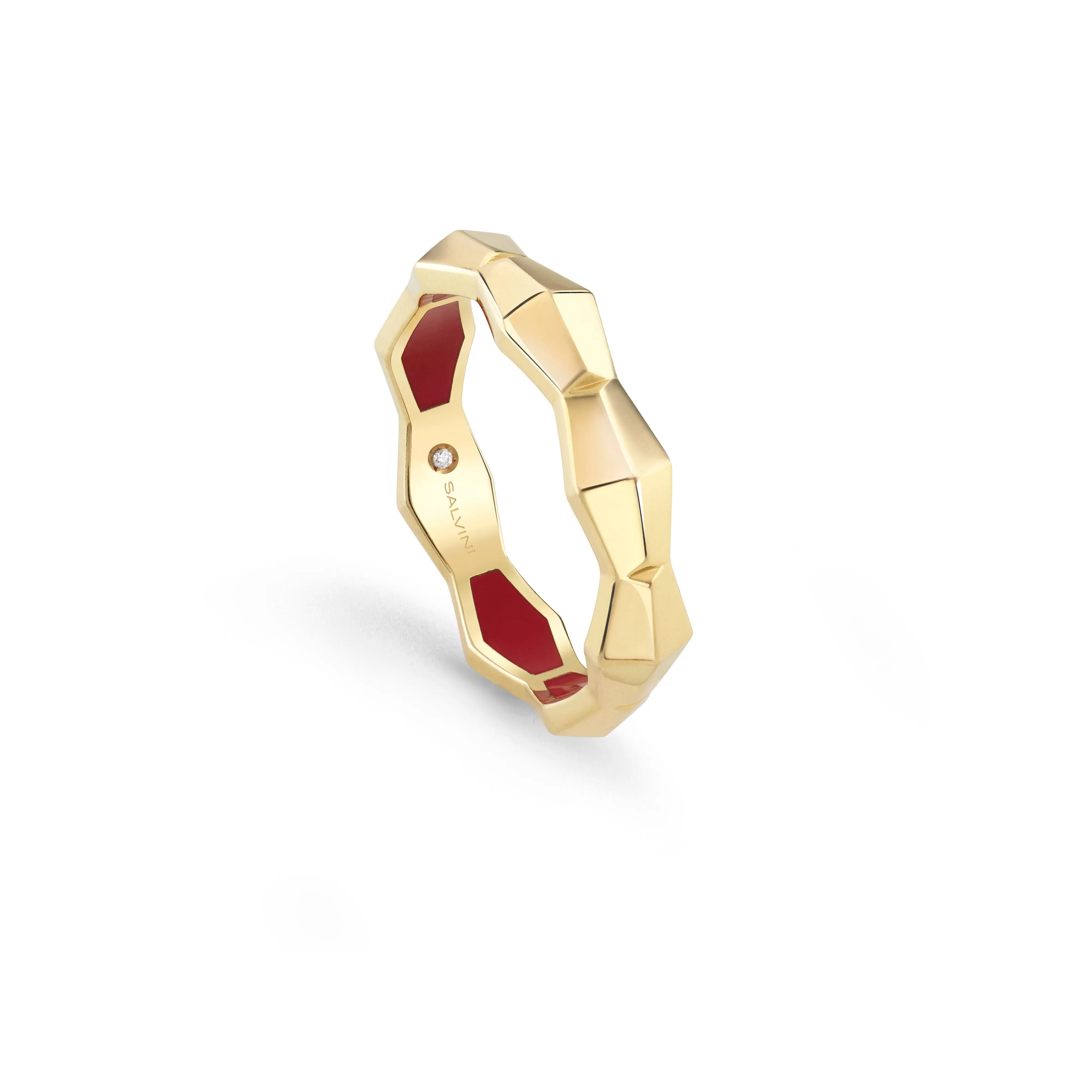 Salvini gioielli Anello in oro giallo con hybrid ceramic rossa, 4,30 mm.^Uomo Anelli | Eva