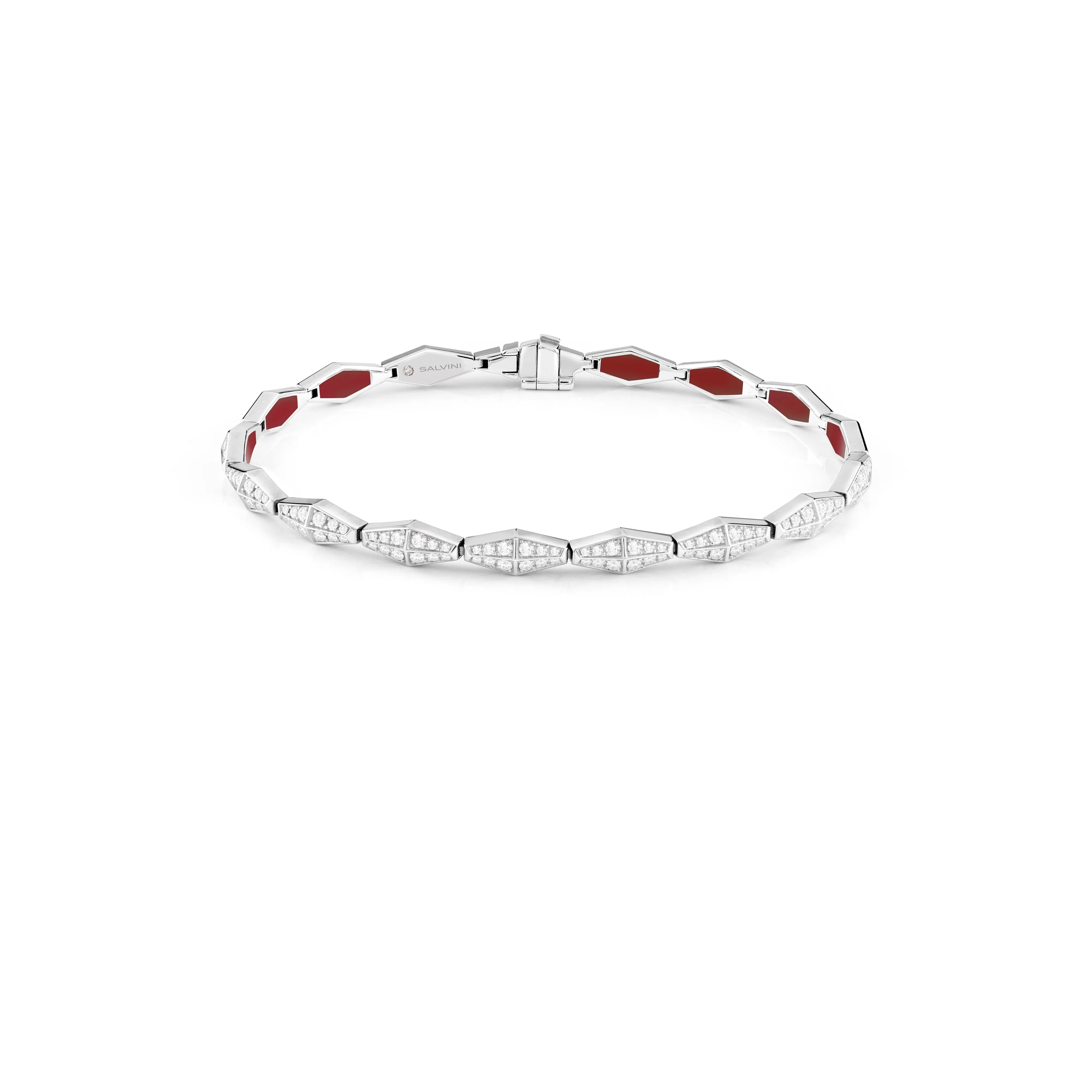 Salvini gioielli Bracciale in oro bianco con diamanti e hybrid ceramic rossa^Uomo Bracciali | Eva