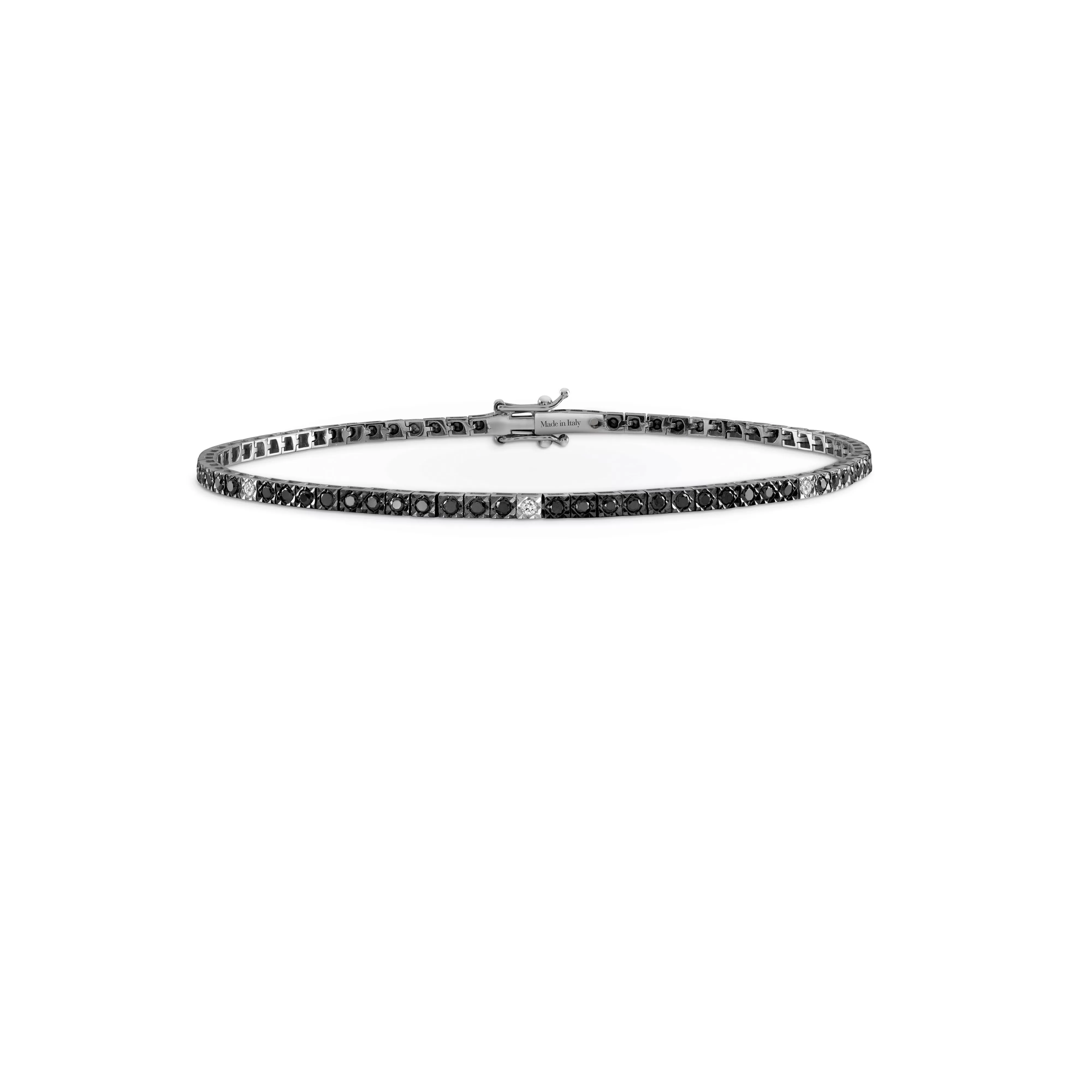 Salvini gioielli Bracciale tennis in oro bianco con diamanti e diamanti black^Uomo Uomo | Bracciali