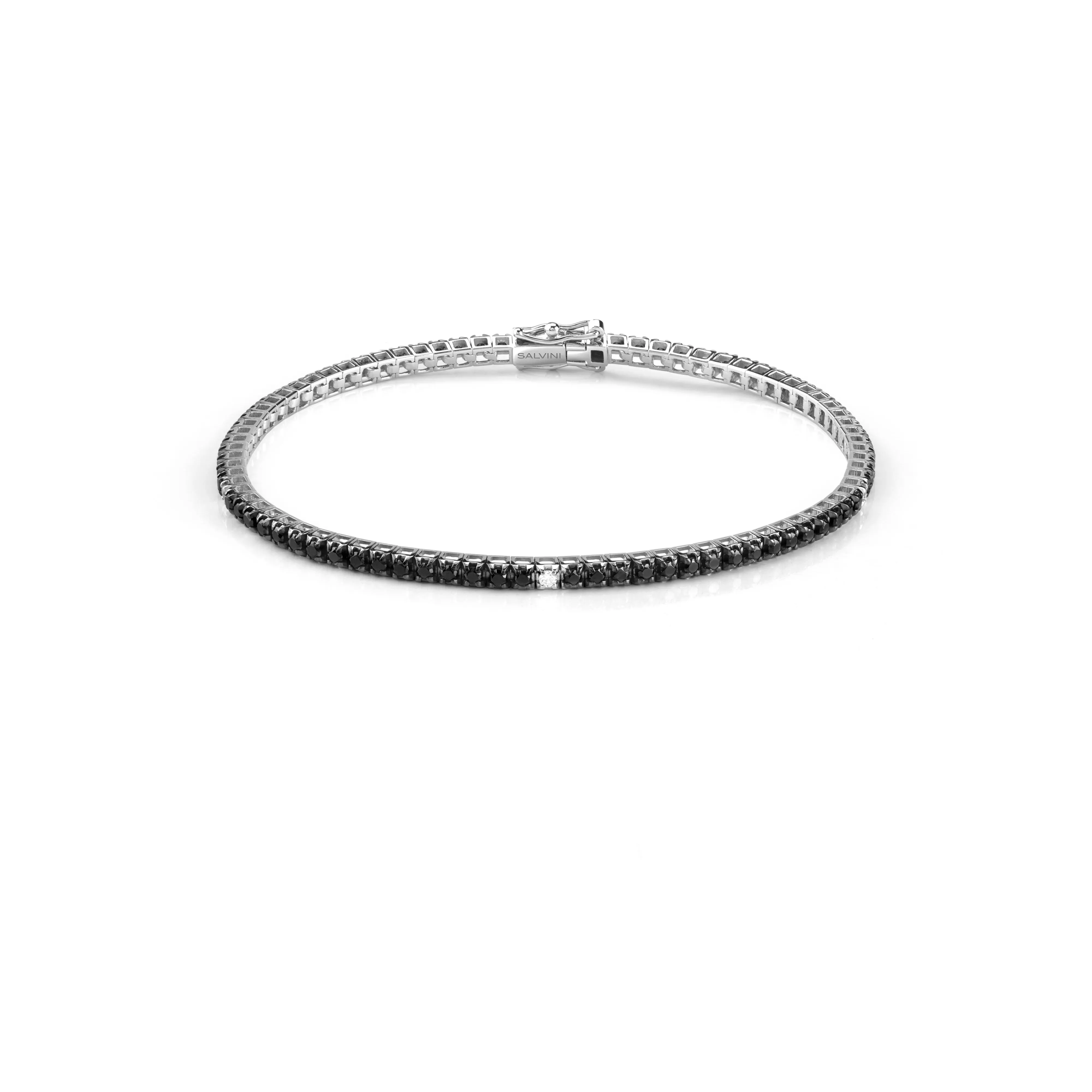 Salvini gioielli Bracciale tennis in oro bianco con diamanti e diamanti black^Uomo Uomo | Bracciali