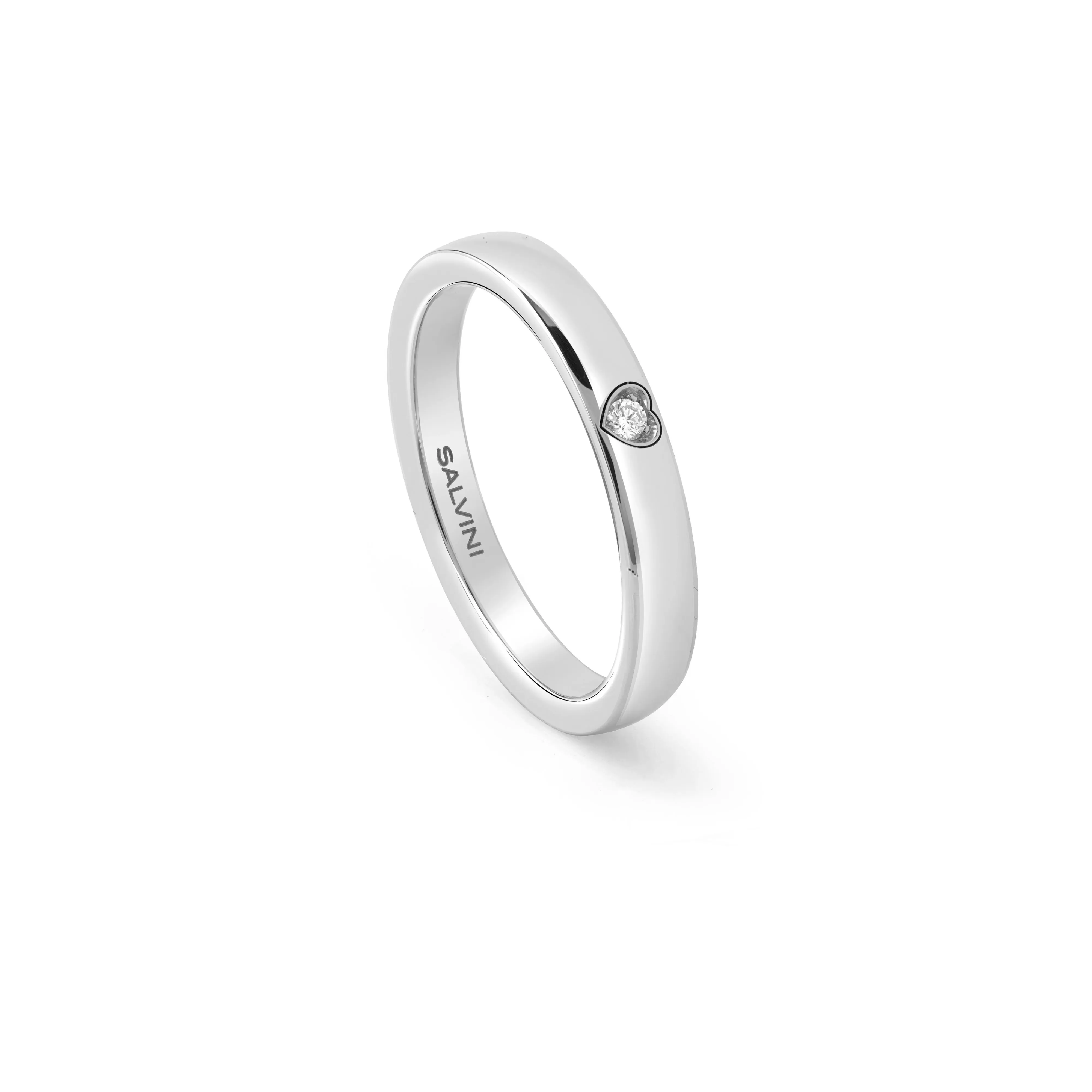 Salvini gioielli Fede nuziale in oro bianco con diamante esterno, 3.00 mm.^Uomo Anelli | Battito