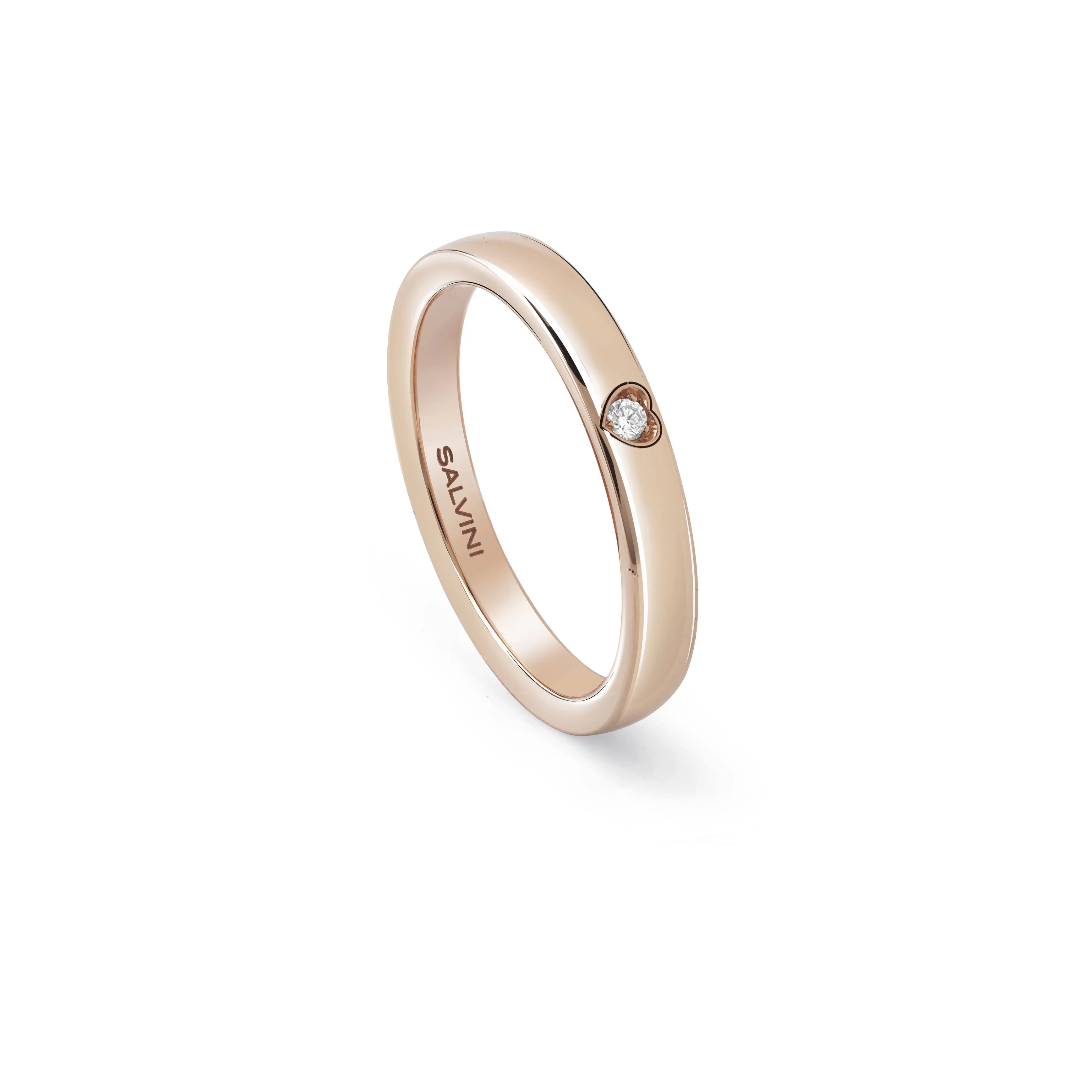 Salvini gioielli Fede nuziale in oro rosa con diamante esterno, 3.00 mm.^Uomo Anelli | Battito